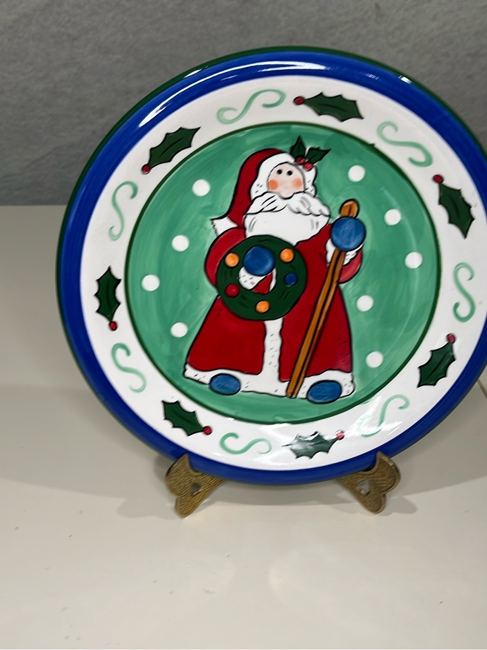 Libby Hand Painted Santa 10.5” Plate